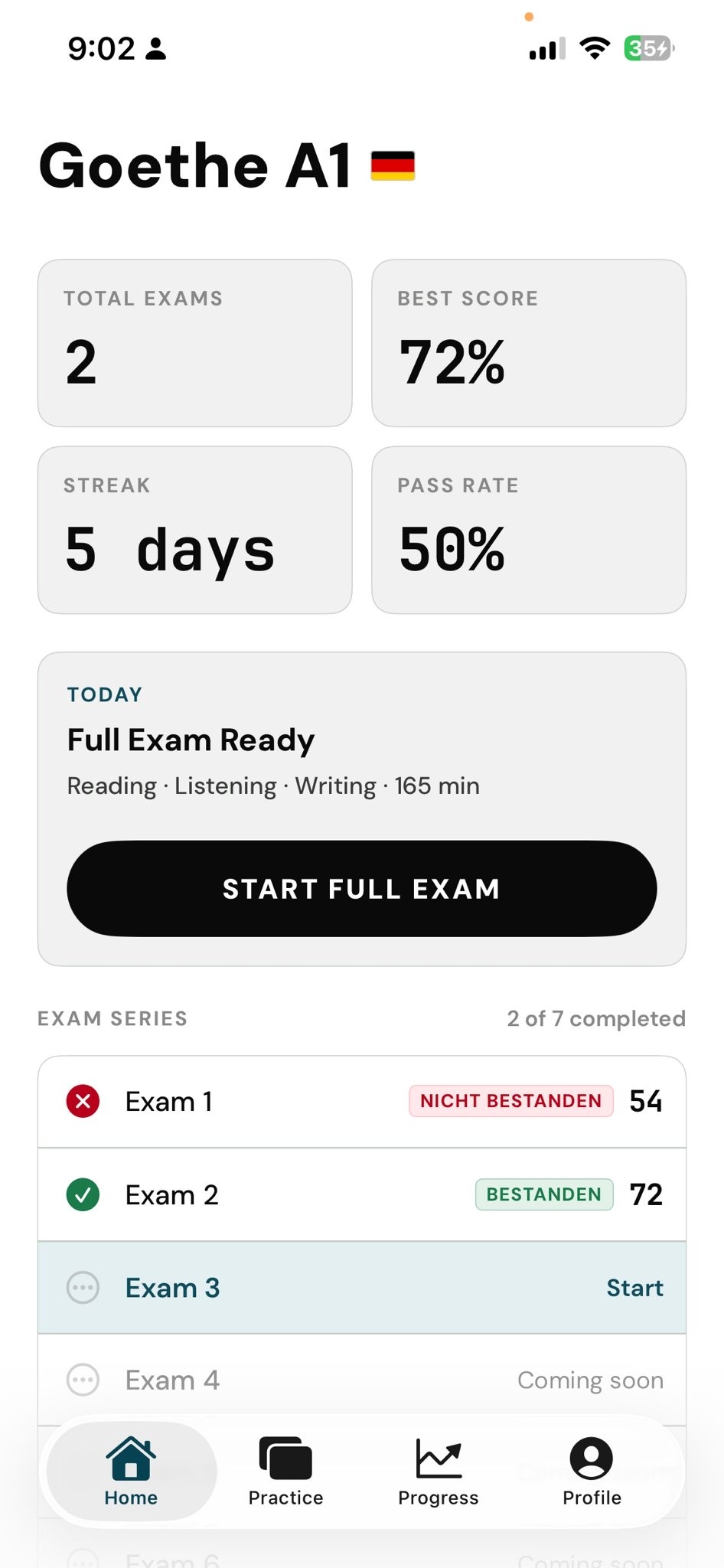 Exam list