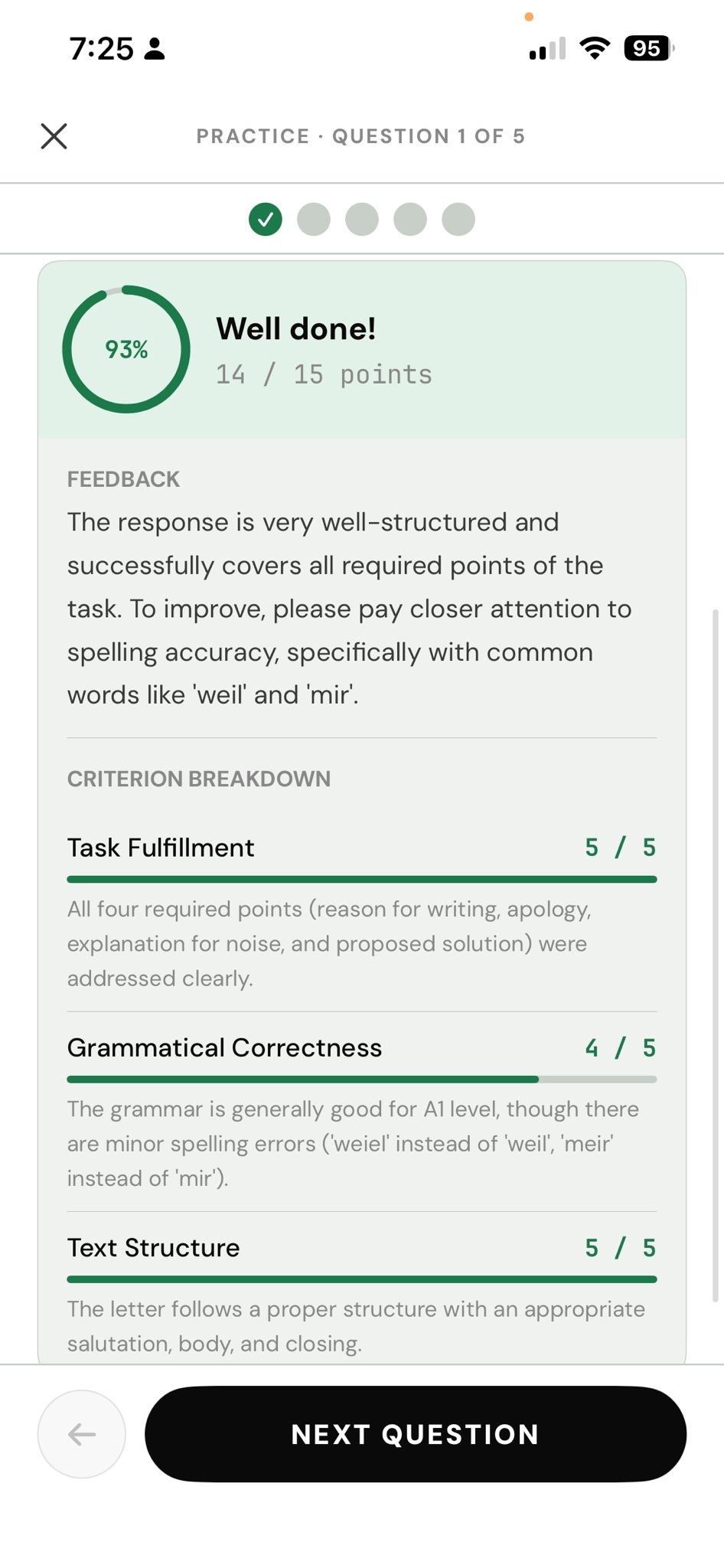 Writing feedback